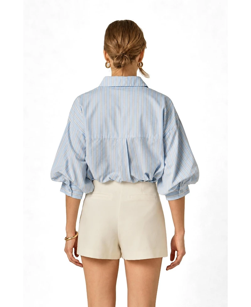 English Factory Women's Striped Volume Sleeve Shirt