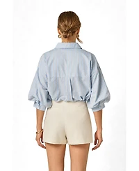 English Factory Women's Striped Volume Sleeve Shirt
