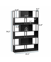 gaomon 6-Tier geometric Standing Bookshelf, Grid Design, Metal Room Divider Display Shelf for Living Room, Home Office
