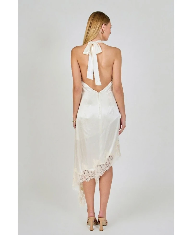endless rose Women's Satin Lace Asymmetrical