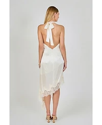 endless rose Women's Satin Lace Asymmetrical