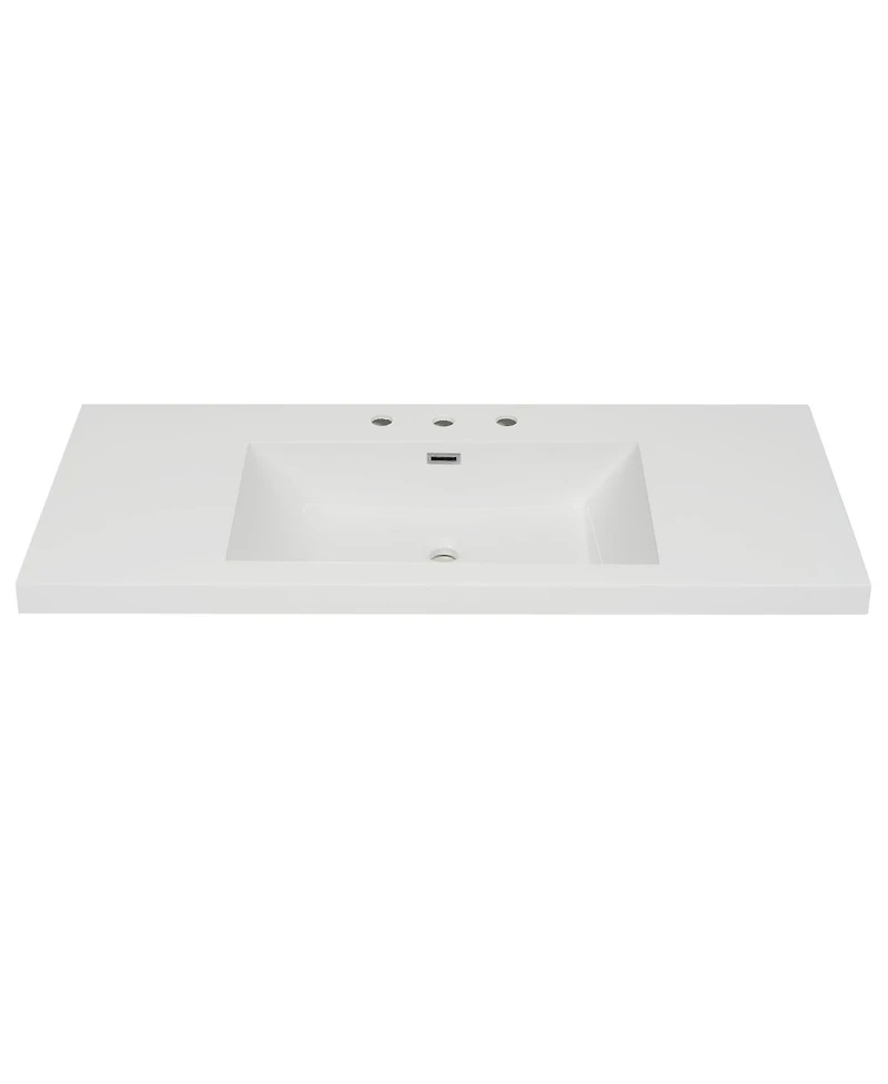 Sillysis 47 Inch Bathroom Vanity Top with Integrated Resin Sink, Overflow and 3 Faucet Holes for Modern Bathrooms