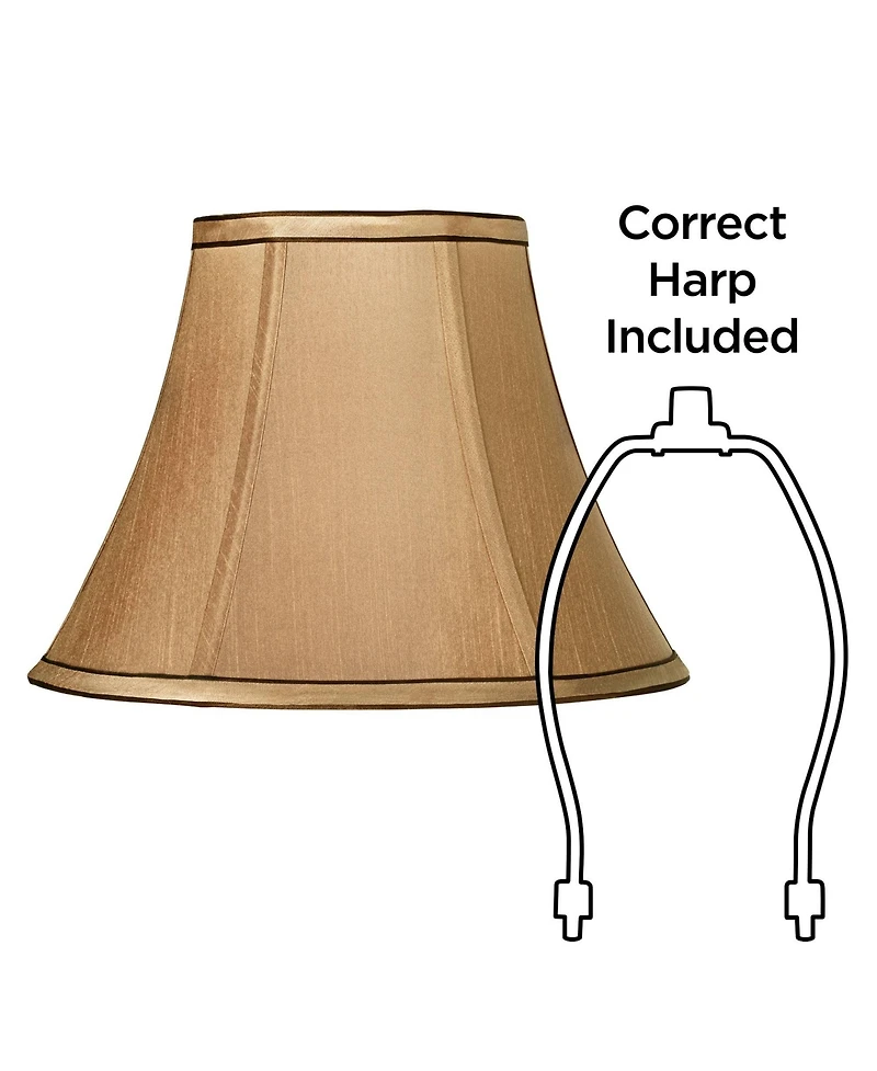 Springcrest Set of 2 Bell Lamp Shades Small 6" Top x 12" Bottom x 8.5" High Spider Replacement Harp and Finial Fitting