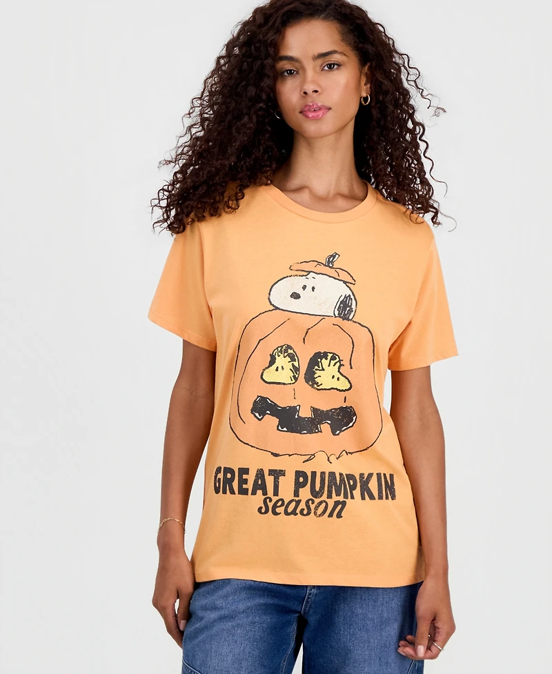 Grayson Threads, The Label Juniors' Snoopy Pumpkin Graphic-Print T-Shirt