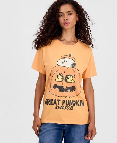 Grayson Threads, The Label Juniors' Snoopy Pumpkin Graphic-Print T-Shirt