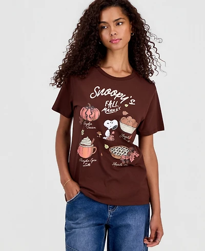 Grayson Threads, The Label Juniors' Snoopy Fall Market Graphic-Print T-Shirt
