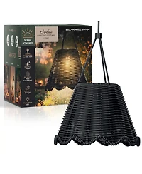 Bell + Howell Solar Wicker-Style Outdoor Led Lantern Dusk-to-Dawn, Weather Proof Hanging Pendant Light