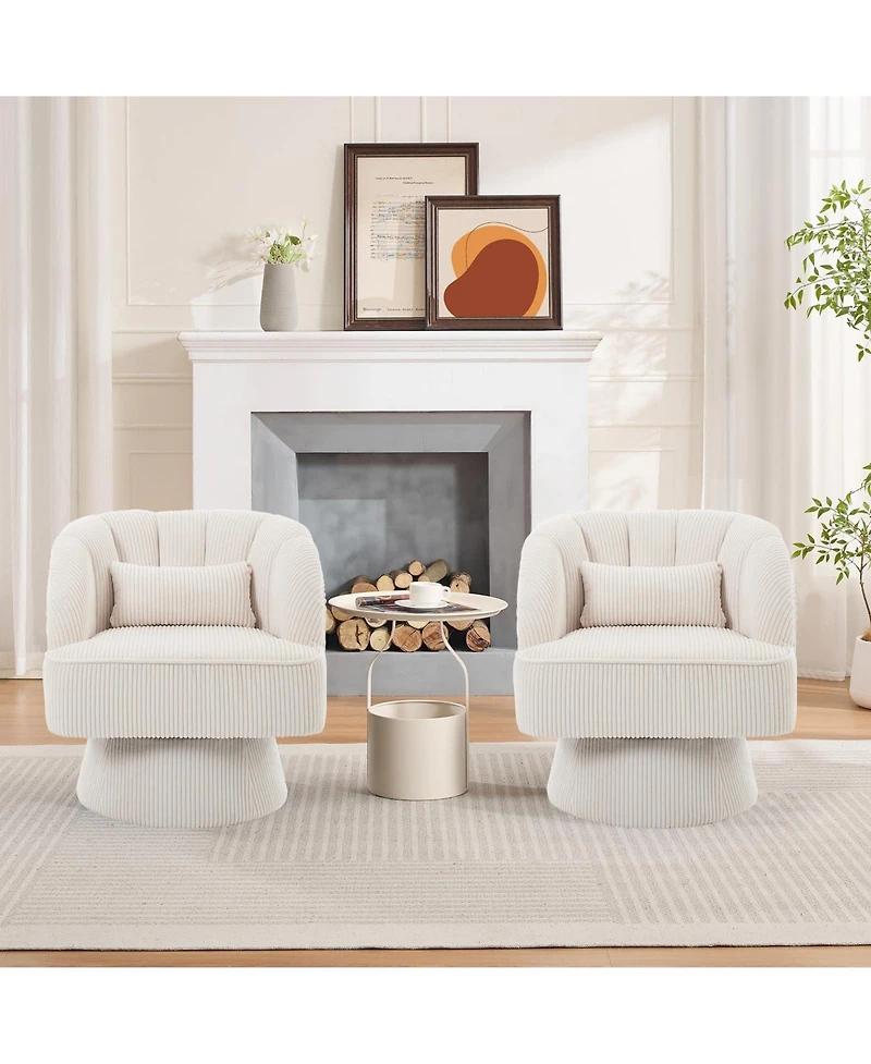 homfan 2Piece Ultra-Plush Swivel Accent Chair 360degree Barrel with Cloud-Like Padding