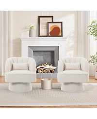 homfan 2Piece Ultra-Plush Swivel Accent Chair 360degree Barrel with Cloud-Like Padding