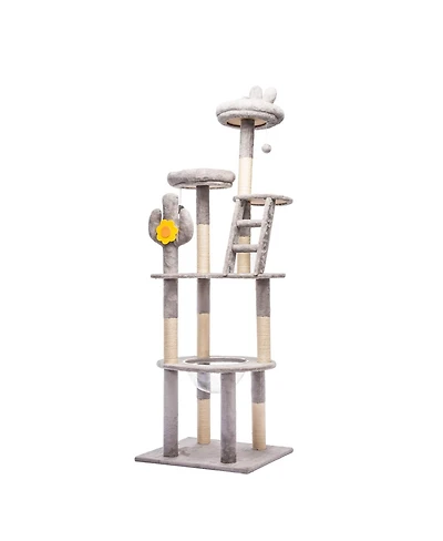 Streamdale Furniture 72in Cactus Cat Tree With Transparent Capsule
