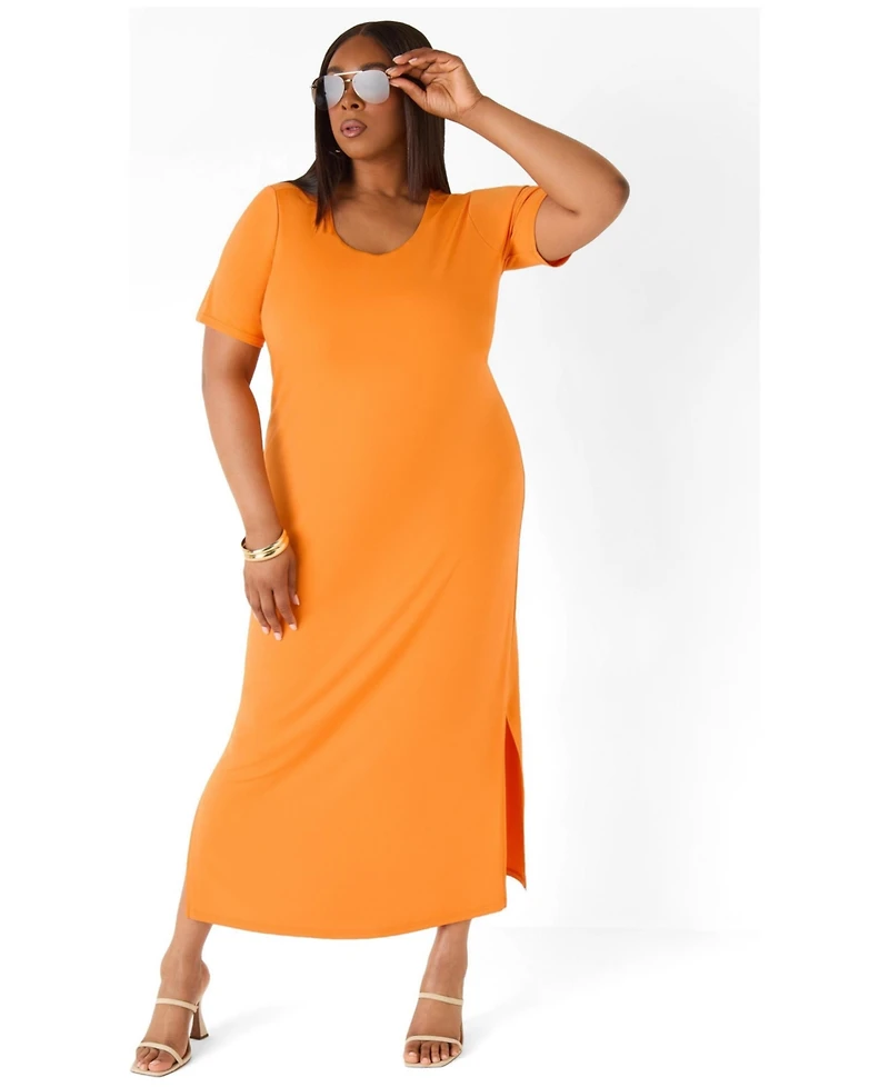 Ashley Stewart Women's Stretch Knit Maxi T Shirt Dress