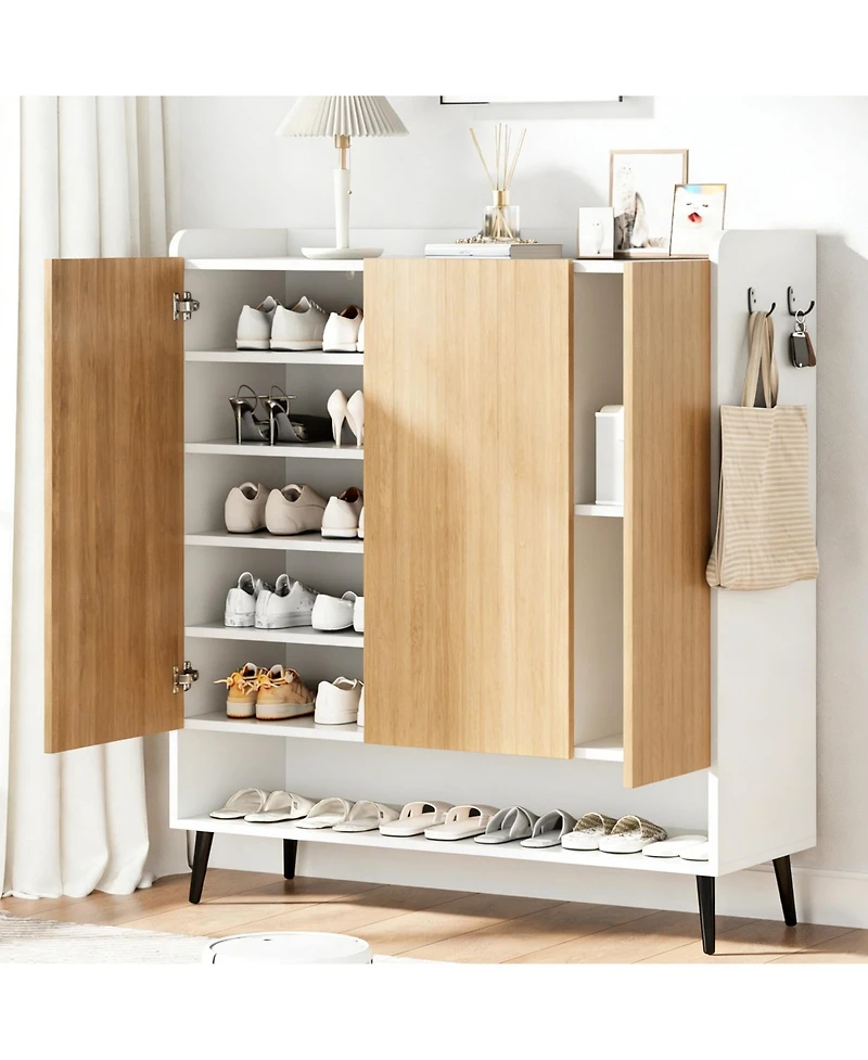 gaomon 3 Door 6 Tier Shoe Storage Cabinet, Wooden Shoe Rack Organizer for Entryway, Hallway