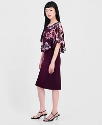 Connected Women's Chiffon-Overlay Cape Dress