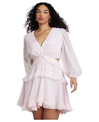 Eloquii Plus x PatBO Puff-Sleeve Ruffle Mini Dress