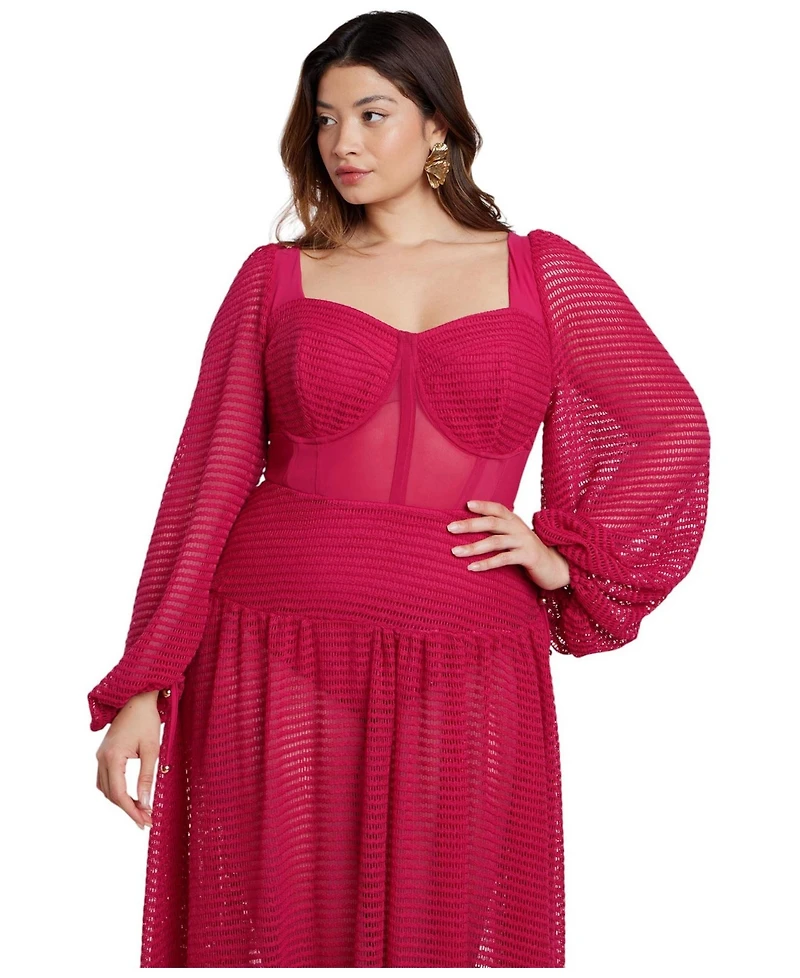 Eloquii Women's Plus PatBO x Corset Waist Maxi Dress