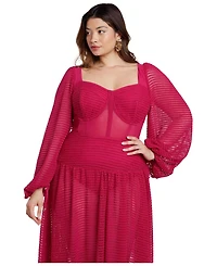 Eloquii Women's Plus PatBO x Corset Waist Maxi Dress