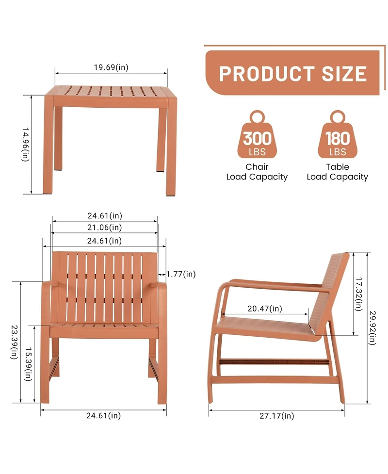 Mondawe 2-Piece Waterproof Pp Material Furniture set, 1 Chairs and Coffee Tables