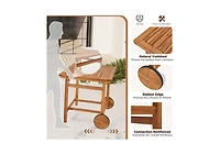 Aecojoy 5 Piece Outdoor Patio Dining Set, Acacia Wood Outdoor Table and Chairs with Wheels