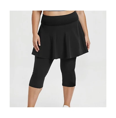 Calypsa Plus Flared Swim Skort With Capri Leggings