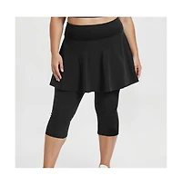 Calypsa Plus Flared Swim Skort With Capri Leggings