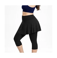 Calypsa Plus Flared Swim Skort With Capri Leggings