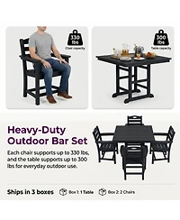 Streamdale Furniture Piece Black Hdpe Outdoor Patio Dining Set with Square Table