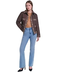 Karl Lagerfeld Paris Women's Quilted Tweed-Trim Coat