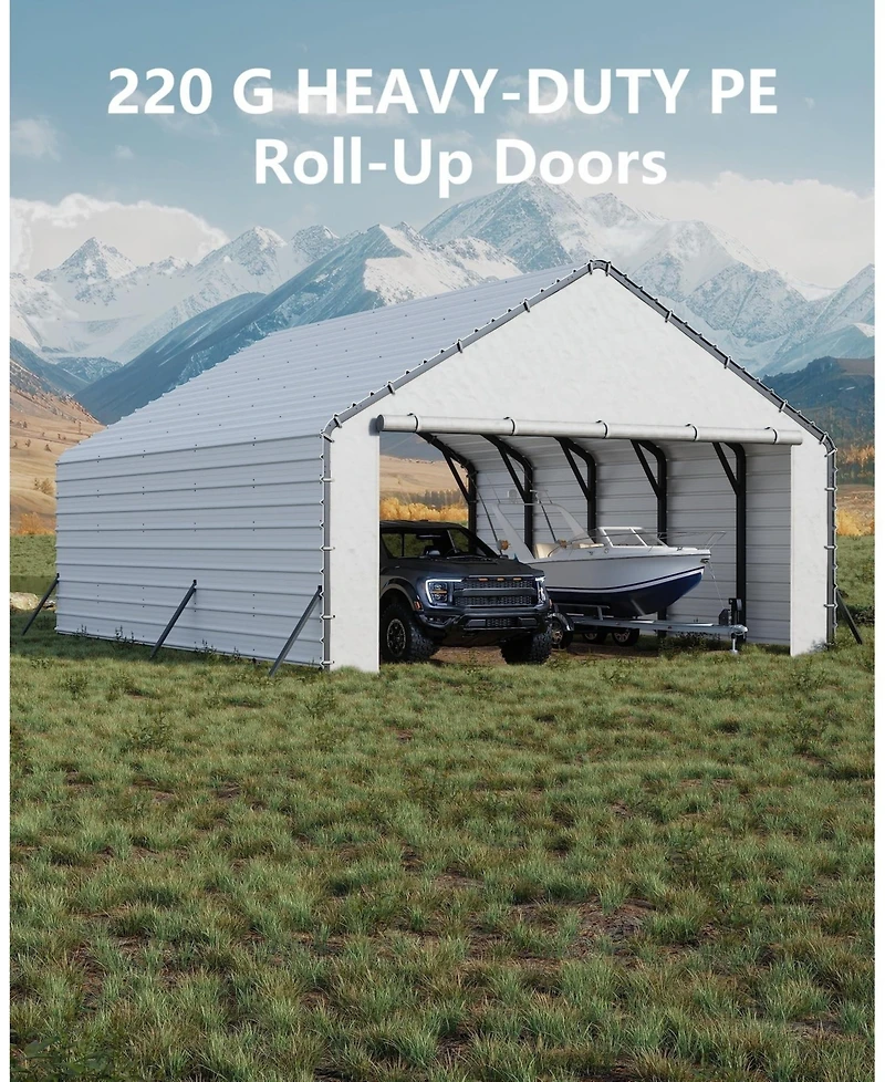 homfan Heavy-Duty Pe Carport Enclosure Kit (2-Pack)