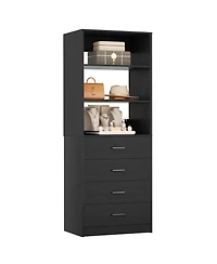 Aheaplus 1-4 Pieces 21.3inch Closet Drawer System, Walk-in Tower with 4 Wooden Drawers and Shelves