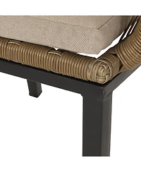 Streamdale Furniture Modern Woven Wicker Outdoor Dining Club Chairs with Water-Resistant Cushions 2