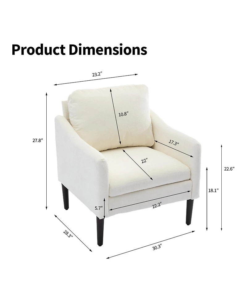 homfan Mid Century Modern Accent Chairs Set of 2, Chenille Armchairs with Curved Arms, Comfortable Lounge and Reading for Living Room