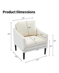 homfan Mid Century Modern Accent Chairs Set of 2, Chenille Armchairs with Curved Arms, Comfortable Lounge and Reading for Living Room