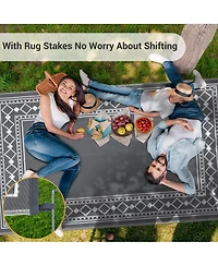 gaomon Outdoor Rug 9 x 18, Reversible Waterproof Plastic Straw Patio Mat for Rv Camping Deck Backyard Beach Picnic