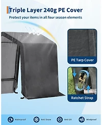 homfan 6x8 Ft Portable Outdoor Storage Shed with Roll-Up Door