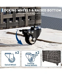 homfan Outdoor Poolside Storage Bin with Wheels, Mesh Sides, and 2 Handles for Floats, Noodles, Toys, Balls