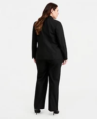Kasper Plus Size One Button Blazer Mid Rise Straight Leg Pants