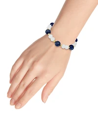Macy's 14k Gold-Plated Over Brass Imitation Pearl Sodalite Beads Stretch Bracelet