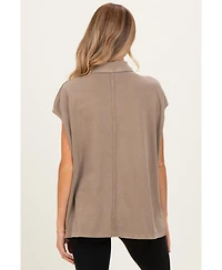 Pinkblush Maternity Mocha Pigment Dye Sleeveless Polo Oversized Top
