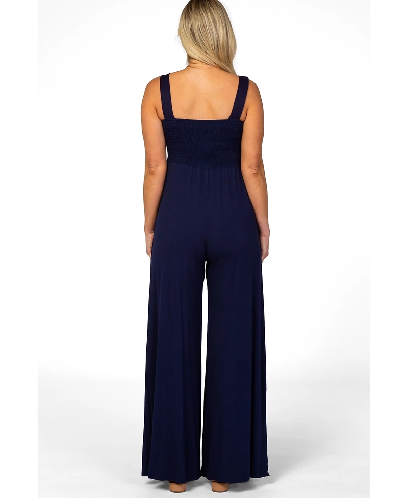 Pinkblush Maternity Navy Sleeveless Wide Leg Jumpsuit