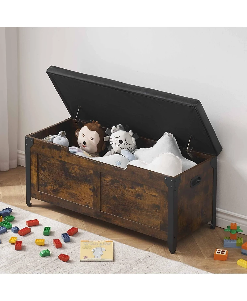 homfan Wooden Shoe Bench, Wood Storage Chest with Lift-Top Lid and Safety Hinges for Entryway or Living Room