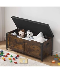 homfan Wooden Shoe Bench, Wood Storage Chest with Lift-Top Lid and Safety Hinges for Entryway or Living Room