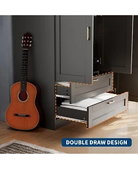 gaomon Storage Cabinet with 3 Doors, 2 Drawers, Hanging Rod, Soft-Close Hinges for Living Room, Entryway