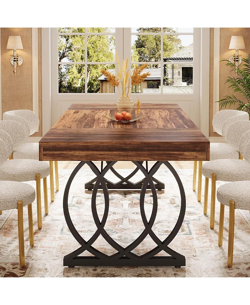 Tribesigns 63-Inch Wood and Metal Faux Marble Tabletop Modern Kitchen Dining Table