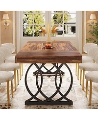 Tribesigns 63-Inch Wood and Metal Faux Marble Tabletop Modern Kitchen Dining Table