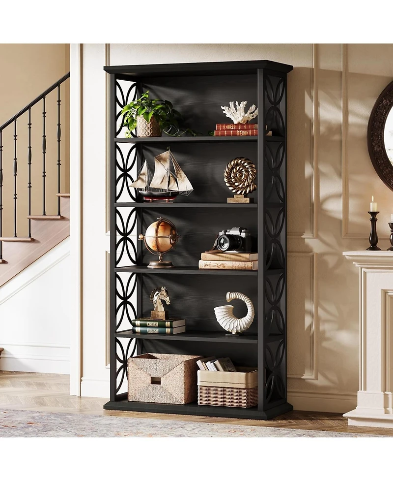 Tribesigns 6-Tier 71" Industrial Bookshelf with Metal Frame, Freestanding Open Shelves for Home, Office and Living Room