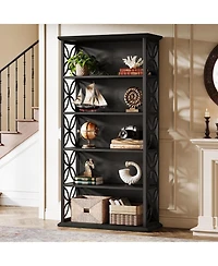 Tribesigns 6-Tier 71" Industrial Bookshelf with Metal Frame, Freestanding Open Shelves for Home, Office and Living Room