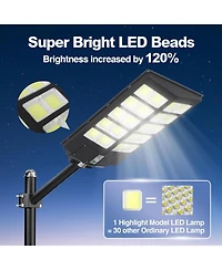Maxsa Innovations 4000W Solar Street Light Outdoor, 6500K Led Security/Parking Lot Light, Motion Sensor Remote, Dusk-to-Dawn, IP67 Waterproof