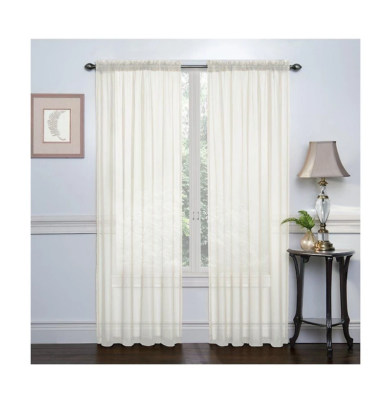 Kate Aurora 2 Piece Extra Long Custom Lux Rod Pocket Sheer Voile Window Curtains - 120 inch