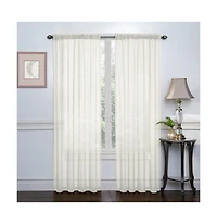 Kate Aurora 2 Piece Extra Long Custom Lux Rod Pocket Sheer Voile Window Curtains - 120 inch