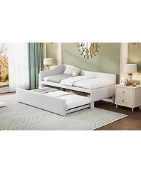 Streamdale Furniture Twin Size Upholstered L-Shaped Upholstered Daybed with Pop Up Trundle